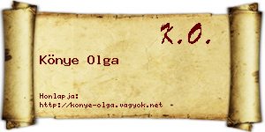 Könye Olga névjegykártya